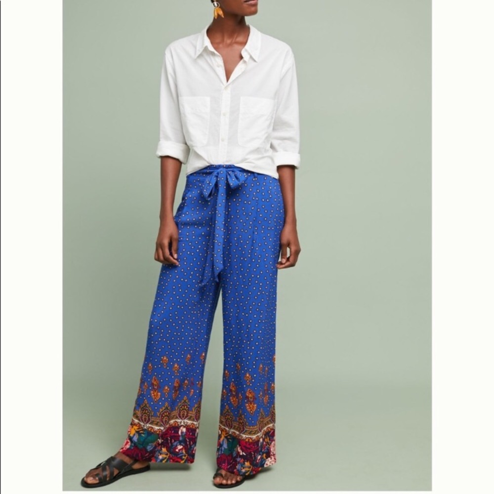 Ett:twa (Anthropologie) Printed Wide Leg Trousers